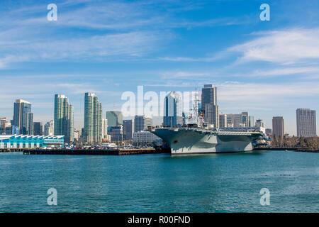 USS Midway (portaerei), il Museo del Porto di San Diego, San Diego, California. Foto Stock