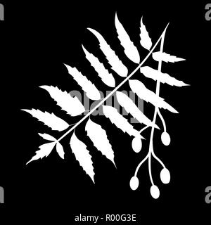 Neem o nimtree. Erbe ayurvedici. isolato icona logo. bianco silhouette. Illustrazione Vettoriale Illustrazione Vettoriale