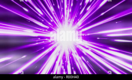 3D rendering delle linee luminose in allontanamento da noi. Linee di luce formano una dinamica tunnel luminosi nello spazio Foto Stock