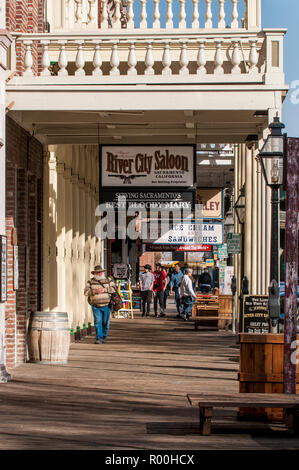 Old Sacramento State Historic Park, Old Sacramento centro storico, Sacramento, California. Foto Stock