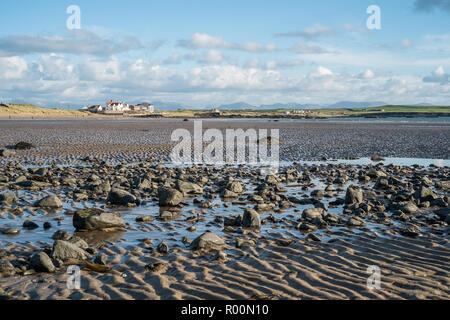 Ampia spiaggia, Traeth Llydan, Rhosneigr, Galles del Nord, Regno Unito Foto Stock