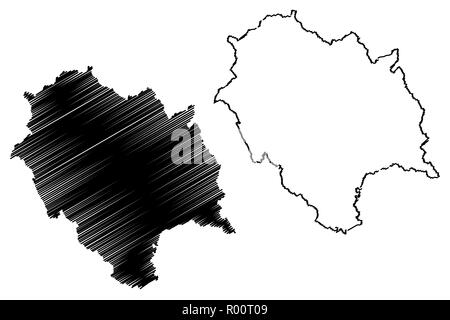 Himachal Pradesh (Stati e territori dell'Unione Indiana, Stati federati, la Repubblica dell' India) mappa illustrazione vettoriale, scribble schizzo Himachal Prades Illustrazione Vettoriale