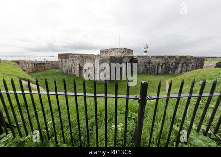 Faro e motivi di Southsea Castle a Portsmouth, Inghilterra. Foto Stock