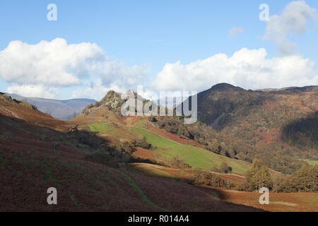 Rupe del castello e del re è come, Borrowdale, nel Lake District inglese Foto Stock