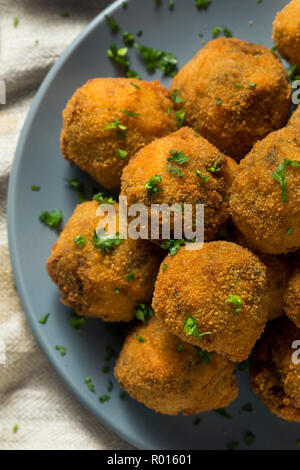 Fritte fatte in casa Bitterballen olandese con mostarda piccante Foto Stock