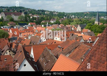 Tuebingen, Germania, Roofscape della Città Vecchia Foto Stock