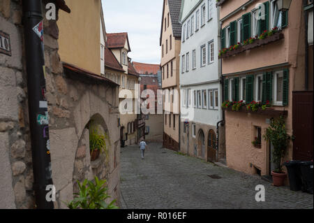 Tuebingen, Germania, pavimentato Lane nella Città Vecchia Foto Stock