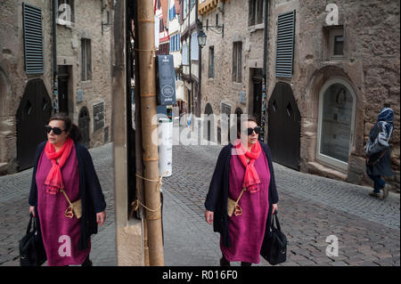 Tuebingen, Germania, pavimentato Lane nella Città Vecchia Foto Stock