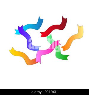 Set di semplici nastri colorati isolato su uno sfondo bianco. Illustrazione Vettoriale
