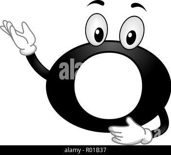 Illustrazione di un Nero Nota intera mascotte presentare qualcosa Foto Stock