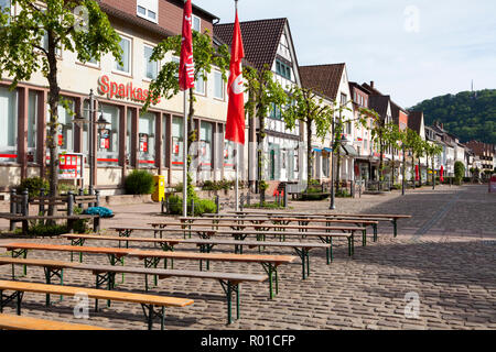 Paesaggio di Bodenwerder, luogo di nascita del barone Muenchhausen, Weserbergland, Bassa Sassonia, Germania, Europa Foto Stock