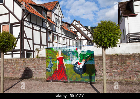 Paesaggio di Bodenwerder, luogo di nascita del barone Muenchhausen, Weserbergland, Bassa Sassonia, Germania, Europa Foto Stock