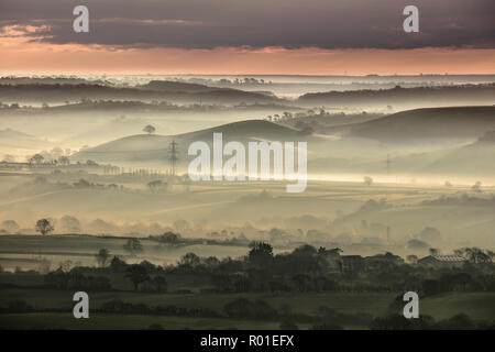 Vista da Colmer's Hill, Bridport, Dorset, England, Regno Unito Foto Stock