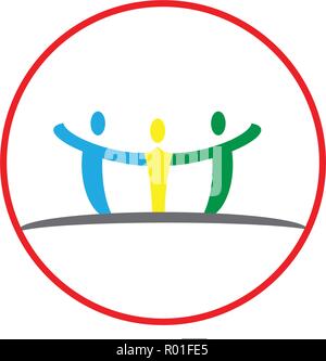 Famiglia di toccare con le mani il colore logotipo semplice illustrazione Illustrazione Vettoriale