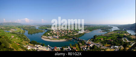 Fiumi Kir, Drin e Buna, Vista panoramica dal castello Rozafa, Shkodra, Shkodër, Qark Shkodra, Albania Foto Stock