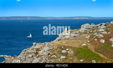 Il Pointe du Millier dipende dal comune Beuzec Cap Sizun nel dipartimento di Finistère Bretagna nel nord-ovest della Francia. Foto Stock