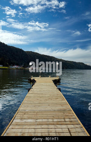 Jetty e Lago Taupo, Braxmere, Tokanuu, vicino Turangi, Isola del nord, Nuova Zelanda Foto Stock