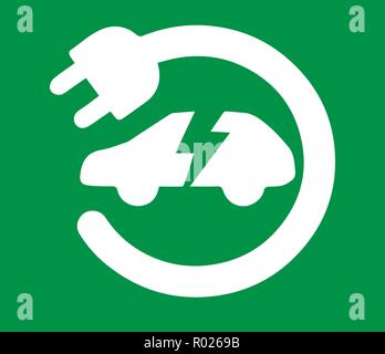 Auto elettrica con cavo di ricarica vettore concettuale Illustrazione Vettoriale