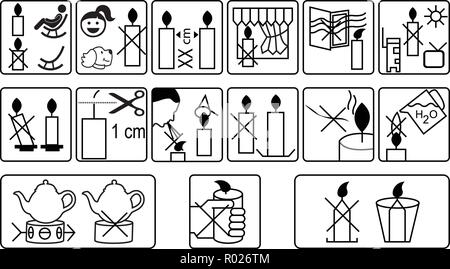 Etichettatura con istruzioni utilizzando per candele di cera Illustrazione Vettoriale