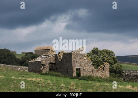 Una vecchia fattoria in disuso edificio in Nidderdale, North Yorkshire. Foto Stock