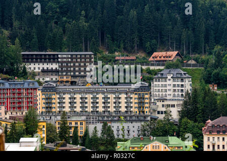 BAD GASTEIN AUSTRIA, 5 agosto 2018: Vista di alberghi nel centro termale austriaco e ski resort bad Gastein. Foto Stock