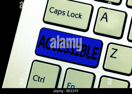 Parola di scrittura di testo accessibili. Il concetto di business per poter essere raggiunto o è entrato Friendly informale di facile accesso. Foto Stock