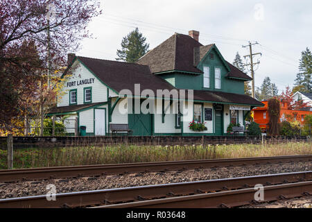 Fort Langley, Canada - Circa 2018 - Fort Langley CN stazione ferroviaria Foto Stock