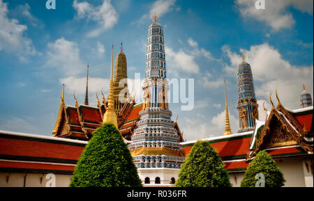 Torri di Wat Phra Kaew. Foto Stock