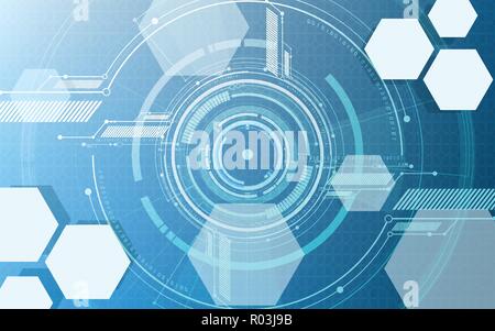 Abstract di vettore digitale tecnologico display esagonale design di sfondo Illustrazione Vettoriale