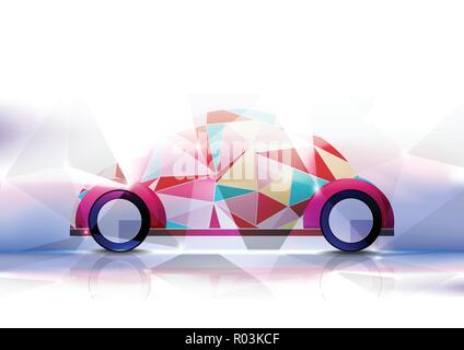 Tecnologico colorato geometrica classic car astratto disegno vettoriale Illustrazione Vettoriale