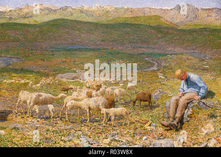 Pascolo alpino, dettaglio, Giovanni Segantini, 1893-1894, Kunsthaus di Zurigo, Zurigo, Svizzera, Europa Foto Stock