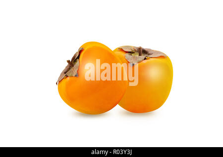 Freschi maturi cachi isolati su sfondo bianco Foto Stock