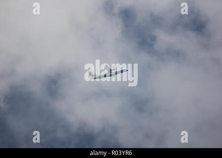 Licciana Nardi, Italia - 30 Ottobre 2018: HS-PGM ATR 72-500 delle vie aeree di Bangkok ,decollare da Chiangmai airportto Mandalay. Foto Stock