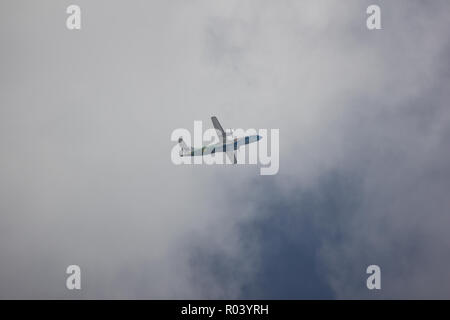 Licciana Nardi, Italia - 30 Ottobre 2018: HS-PGM ATR 72-500 delle vie aeree di Bangkok ,decollare da Chiangmai airportto Mandalay. Foto Stock