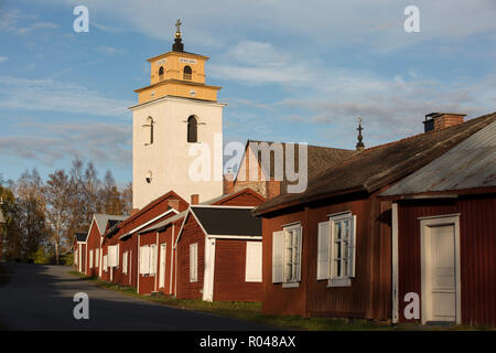 Gammelstad chiesa cittadina in Lulea in Lapponia svedese, elencato come un centro per il Patrimonio Mondiale dell'Unesco, Svezia settentrionale e Scandinavia Foto Stock