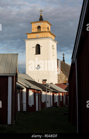 Gammelstad chiesa cittadina in Lulea in Lapponia svedese, elencato come un centro per il Patrimonio Mondiale dell'Unesco, Svezia settentrionale e Scandinavia Foto Stock