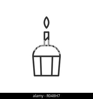 Torta di compleanno segno, logo per mobile app e web design. Semplice lineare stile icona vettore. Corsa modificabile. Illustrazione,eps 10. Illustrazione Vettoriale