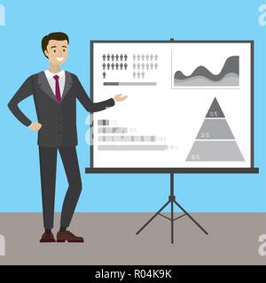 Imprenditore presentando, cartoon stock illustrazione vettoriale Illustrazione Vettoriale
