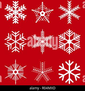 Set di Natale decorato di fiocchi di neve Illustrazione Vettoriale