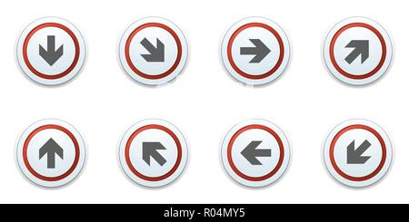 Pulsanti freccia dirrection Imposta immagine Illustrazione Vettoriale