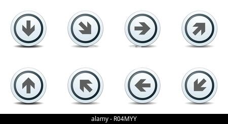 Freccia dirrection etichetta pulsante segno Imposta immagine Illustrazione Vettoriale