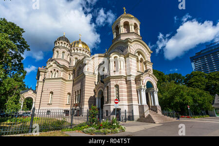 La Natività di Cristo cattedrale, Cattedrale Ortodossa, Riga, Lettonia, Paesi Baltici, Europa Foto Stock