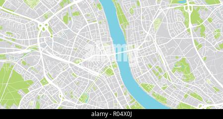 Vettore urbano mappa della città di Bonn, Germania Illustrazione Vettoriale