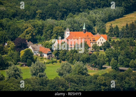 Vista aerea, Kloster Vinnenberg - luogo di esperienze spirituali, Landgasthof - Zum kühlen Grunde, Bever, La Foresta di Stato Vinnenberger Busch, Warendorf, Mün Foto Stock