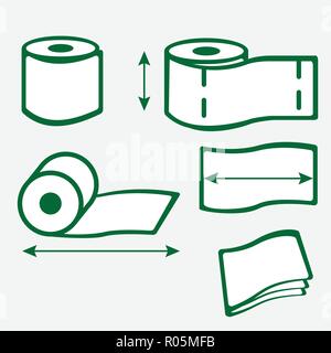 Carta igienica rotolo le icone con le frecce Illustrazione Vettoriale