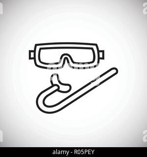 Fare snorkeling con maschera di una linea sottile su sfondo bianco Illustrazione Vettoriale