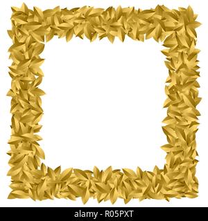 Gold Award corona di alloro isolato su bianco. Telaio vincitore. Foglia Golgen simbolo trionfo. Illustrazione Vettoriale eps,10. Illustrazione Vettoriale