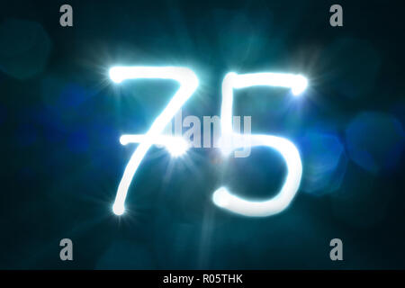 Seventyfive luce brillare Shine numero anno di anniversario Foto Stock