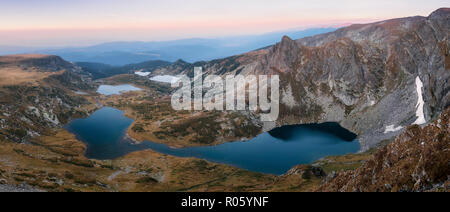 Sette laghi di Rila, Tramonto, Rila National Park, Bulgaria Foto Stock