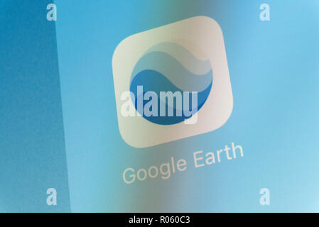Google Earth app sul cellulare schermo Foto Stock